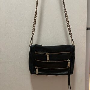 Black Rebecca Minkoff Crossbody Bag with Gold Chain Strap